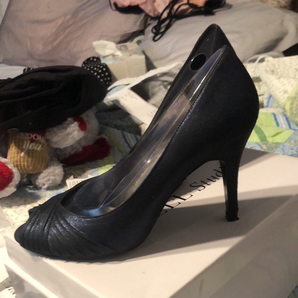 Navy Blue peep toe heels-great condition & in box